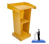 Wooden Podium Stand with Storage Adjustable Lectern for Churches Schools & Seminars Mic Stand Space Wood Pulpit for Restaurants & Events