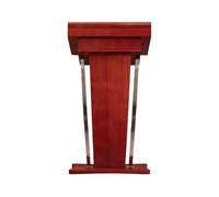 Wooden Podium Stand with Storage Rack - Ideal for Church School Office & Conference Use - Perfect for Lectures Meetings Training & Reports (Red)