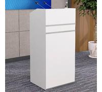 Wooden Podium Stand with Storage Shelf & 2 Drawers - Floor-Standing Lectern for Public Speaking Presentations & Church Use - Sturdy & Stylish Pulpit