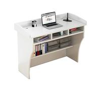 Wooden Podium Stand with Storage & Wire Hole Ideal for Church Office School Family & Restaurant Meetings - Elegant White Design