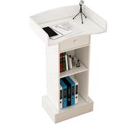Wooden Podium with Drawer and Open Shelf Church Lectern Standing Desk for Weddings Office Conferences Black 80x45x95cmDurable Stylish Presentation Stand