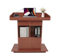 Wooden Podium Wood Standing Podium Stand Speaking Lectern Stand Lecterns & Podiums Pulpits for Churches Classroom Meeting Room, 3-Sided Protective Fence (Teak, 39.4 * 20in)
