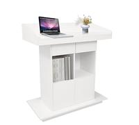 Wooden Podium Wood Standing Podium Stand Speaking Lectern Stand Lecterns & Podiums Pulpits for Churches Classroom Meeting Room, 3-Sided Protective Fence (White, 39.4 * 20in)