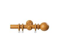 Wooden Pole Ball Finial Curtain Hanging Pole Set Antique Pine 360cm