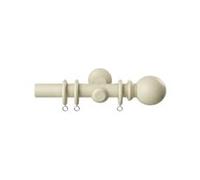 Wooden Pole Ball Finial Curtain Hanging Pole Set Cream 360cm