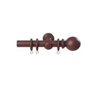 Wooden Pole Ball Finial Curtain Hanging Pole Set Dark Oak 120cm