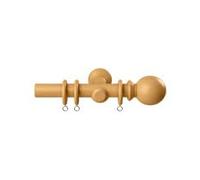 Wooden Pole Ball Finial Curtain Hanging Pole Set Natural Oak 180cm