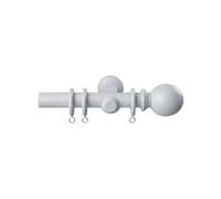 Wooden Pole Ball Finial Curtain Hanging Pole Set White 360cm