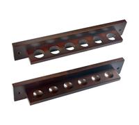 Wooden Pool Cue Holder Wall Mount Organizer Accessories for 6 Cues Space Saving Function Suitable for Billiard Room Club Bar Garage Home, Red