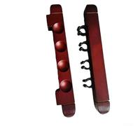 Wooden Pool Cue Rack With 4 Hanging Slots Wall Mount Format For Billiard Snooker And Supporting Items(Red)