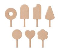 Wooden Popsicles for Crafts, 2026 DIY Craft Unfinished Wooden Popsicle Cutout, Summer Table Sign, Table Centerpieces for Farmhouse Rustic Home Tiered Tray Decor (7PCS,C)