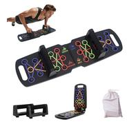 Wooden Portable Push up board, foldable fitness strength training pushup stand with solid bar grips, 2 handles for floor, professional push up training equipment for man and women, Black