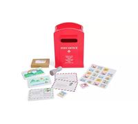 Wooden Post Office Role Play Set with Letters, Stamps, Parcels & Mail Box Slot - Imaginative Role-Play Toy for Kids Age 3+, Pretend Post Office Shop Kit for Home
