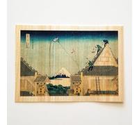 木の紙 Wooden postcard [Series: Hokusai] The Mitsui Store in Suruga District/Thirty-Six Views of Mt. Fuji (Fugaku Sanjuroku Kei)