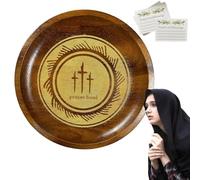 Wooden Prayer Bowl, Wooden Prayer Prayer Paste Bowl Prayer Cards Included, Prayer Decoration for Christmas Religious Events, Congregation Use, Home Decoration