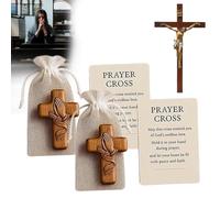 Wooden Prayer Cross Pocket Card, Handcrafted Wooden Comfort Crosses, Pray with both hands Cross Mesh with gauze Prayer card, Gift for Christian Gifts Personal Spiritual Practice