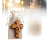 Wooden Prayer Cross Pocket Card Pray with Both Hands Cross Mesh Handmade Wood Pocket Prayer with Gauze Card Gift for Christian Gifts Personal Spiritual Practice(1pc)