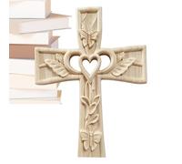 Wooden Prayer Decoration, Hand Carved Decorative Object with Butterfly Structure Valentine's Day Decoration for Men, Women, Christian Church, Wedding, Faith
