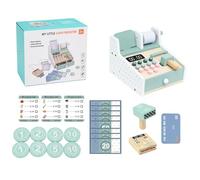 Wooden Pretend Play Calculator Cash Register - Children Toy Checkout Machine | Imaginative Learning Register for Boys Girls, Supermarket Shopping Scene , Educational Role Play Toy Kid Fun