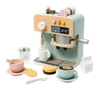 Wooden Coffee Machine Toy Set, Pretend Play Coffee Set with Accessories, Mint Green