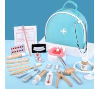 Wooden Pretend Play Doctor Educational Toys for Children Simulation Dentist Check Brush Teeth Medicine Set Role Playing Games B
