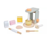 Wooden Pretend Play Kitchen Mixer Set, Children's Baking Toy with Bowl, Rolling Pin, Pastel Colours
