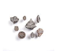Wooden Printing Blocks Botanical Set of 8 - Fern Leaf Tree Floral Motifs Block Printing Stamps for Fabric Clay Pottery Scrapbooking