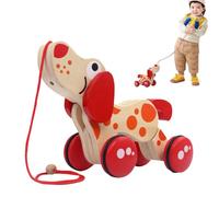 Wooden Pull Along Toy Crocodile, Pull Along Dog Toy, Encourage Hand Eye Coordination & Fine Motor Skills, Adorable, Early Development & Learning Toys, Engaging & Interactive Toys For 12 Months +