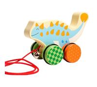 Wooden Pull Along Toy | Interactive Walking Dinosaur Car,Interactive Cute Wooden Push Toy | for Boy Girl Kids Indoor Nursery Kindergarten Floor