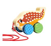 Wooden Pull Toy | Interactive Walking Dinosaur Car - Walking Pull Behind Toy - for Boy Girl Kids Indoor Nursery Kindergarten Floor