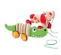 Wooden Pull Toys - Puppy Pull Along Walking Toy, String Guided Push Toy, Developmental Learning Movement, Early Steps Practice Training, Interactive Animal Walker | Usage for Boys Girls Kids