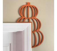 Wooden Pumpkin Corner Decor 12in Orange Metal Accent(1)