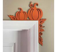 Wooden Pumpkin Corner Decor 12in Orange Metal Accent(2)