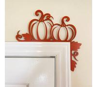 Wooden Pumpkin Corner Decor 12in Orange Metal Accent(3)