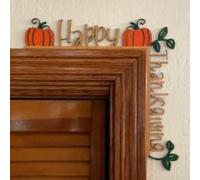 Wooden Pumpkin Corner Decor 12in Orange Metal Accent(4)