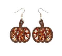 Wooden Pumpkin Dangle Earrings,Handmade Lightweight Halloween Thanksgiving Fall Pumpkin Earrings for Women,Autumn Festival Thanksgiving Holiday Jewelry Gift