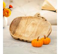 Wooden Pumpkin Decorative Tray 30cm Autumn Centrepiece Marco Paul Beige One Size