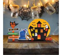Wooden Pumpkin Sign Table Decoration Wooden Pumpkin for Tabletop Table Centerpieces Candy Day for Halloween Party Halloween Scary Statue (A, 21. 9X11. 4X4. 4CM)