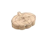 Wooden Pumpkin Spice Coasters, Set of 4, Neutral Woodgrain, Autumn Decor