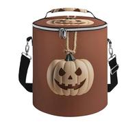 Wooden Pumpkins Lunch Bag 15L, Insulated Picnic Basket with Leakproof Design - Large Cooler Tote for Camping, Beach, Hiking & Groceries