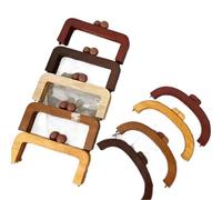 Wooden Purse Frame Clasp Lock for DIY Handbag Making, 20cm/14cm Brown Bag Frame Closure(White)