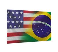 Wooden Puzzle 1000 Piece 75x50 CM, American and Brazilian Flags Printed Cute Puzzle Game in Plastic Box for Family Entertainment and Brain Training Gifts