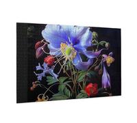 Wooden Puzzle 1000 Piece 75x50 CM, Beautiful Flowers 1 Printed Cute Puzzle Game in Plastic Box for Family Entertainment and Brain Training Gifts