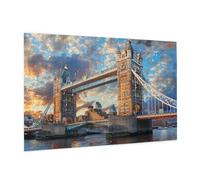 Wooden Puzzle 1000 Piece 75x50 CM, Bridge in London Printed Cute Puzzle Game in Plastic Box for Family Entertainment and Brain Training Gifts