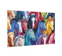 Wooden Puzzle 1000 Piece 75x50 CM, Colorful Cartoon Horses Printed Cute Puzzle Game in Plastic Box for Family Entertainment and Brain Training Gifts