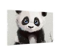 Wooden Puzzle 1000 Piece 75x50 CM, Cute Panda 1 Printed Cute Puzzle Game in Plastic Box for Family Entertainment and Brain Training Gifts