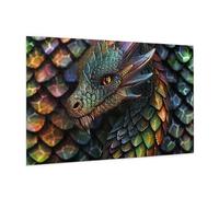 Wooden Puzzle 1000 Piece 75x50 CM, Dragon Scale Printed Cute Puzzle Game in Plastic Box for Family Entertainment and Brain Training Gifts