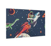 Wooden Puzzle 1000 Piece 75x50 CM, Funny Astronaut Cute Dinosaur Rocket Printed Cute Puzzle Game in Plastic Box for Family Entertainment and Brain Training Gifts