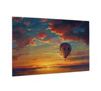 Wooden Puzzle 1000 Piece 75x50 CM, hot air balloon sunset Printed Cute Puzzle Game in Plastic Box for Family Entertainment and Brain Training Gifts
