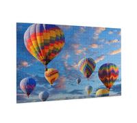 Wooden Puzzle 1000 Piece 75x50 CM, Hot Air Balloons Printed Cute Puzzle Game in Plastic Box for Family Entertainment and Brain Training Gifts